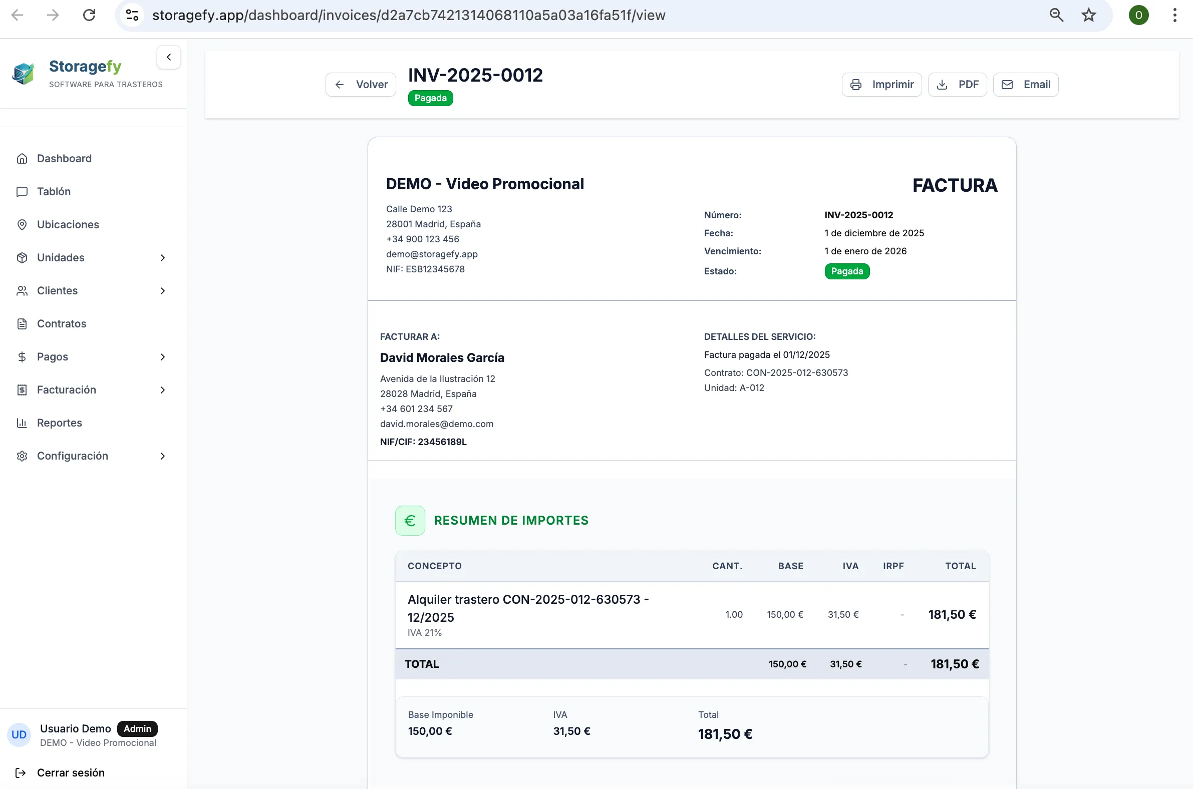 Vista Completa de Factura